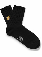 Rostersox - Tiger Embroidered Ribbed Cotton-Blend Socks