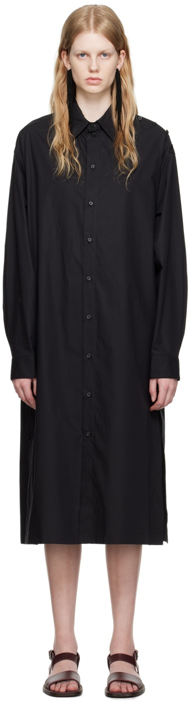 LEMAIRE Black Playful Buttoned Shirt Midi Dress Lemaire