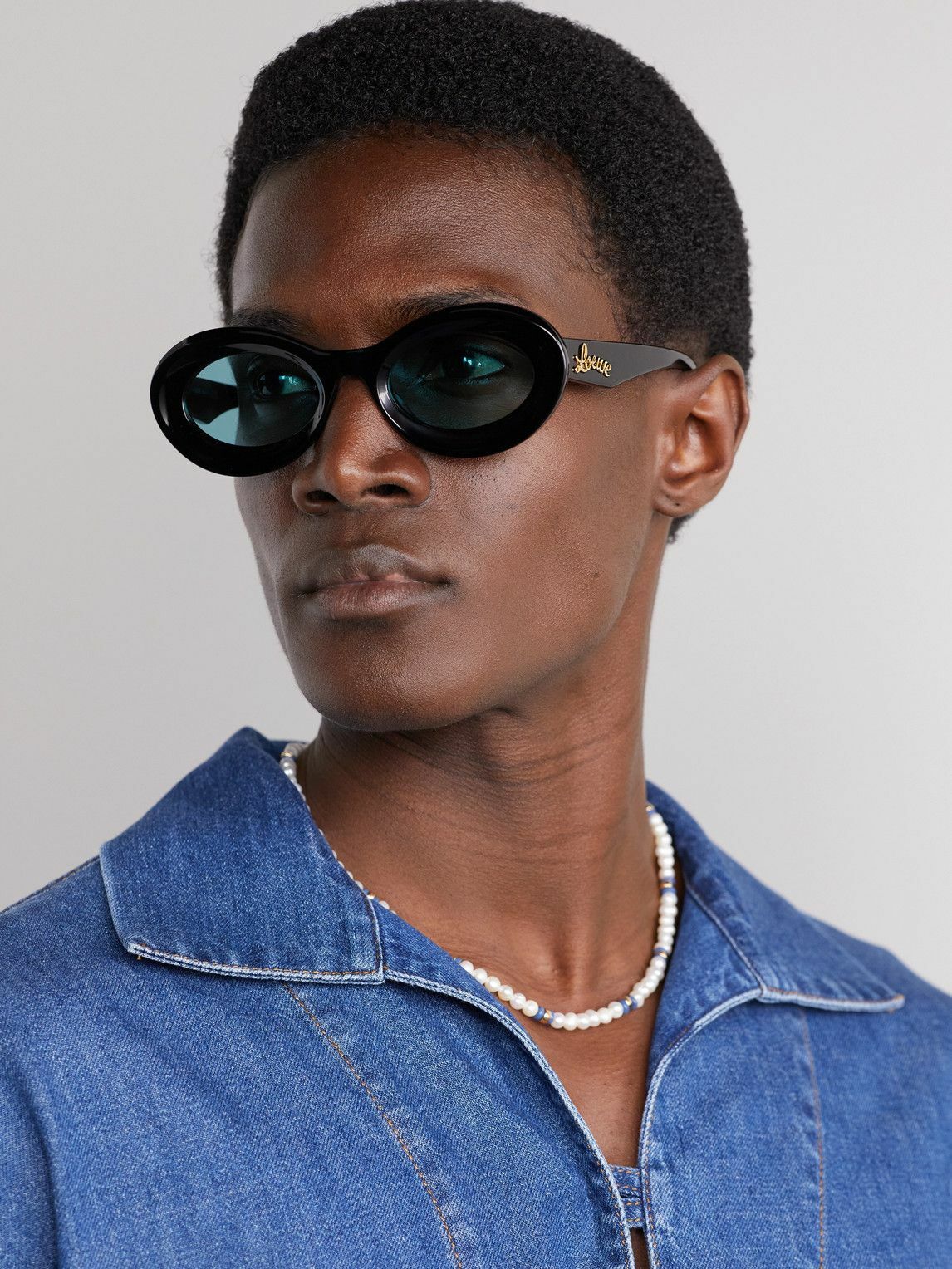 Oval-frame acetate sunglasses