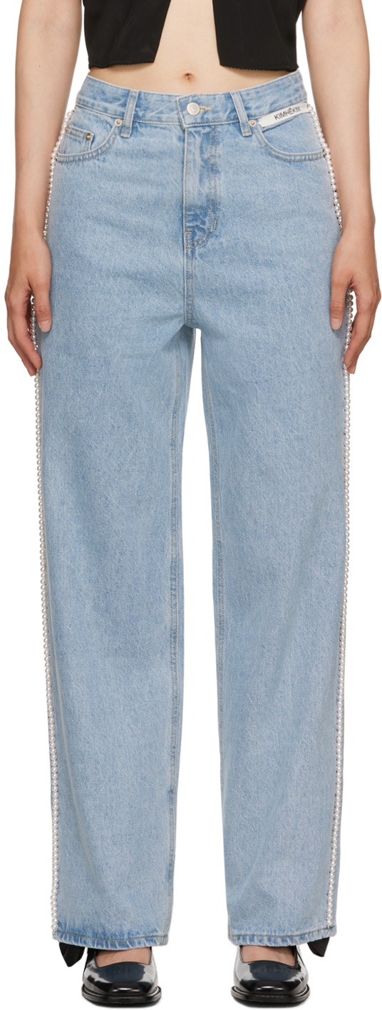 ☆PEARL EMBELLISHED WIDE LEG DENIM PANTS/KIMHEKIM☆ ☆PEARL EMBELLISHED JEANS パール装飾ジーンズ/KIMHEKIM