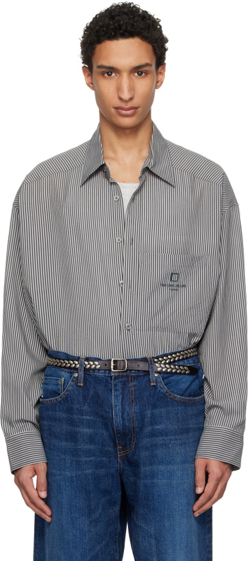 Photo: WOOYOUNGMI Black Stripe Over Size Shirt