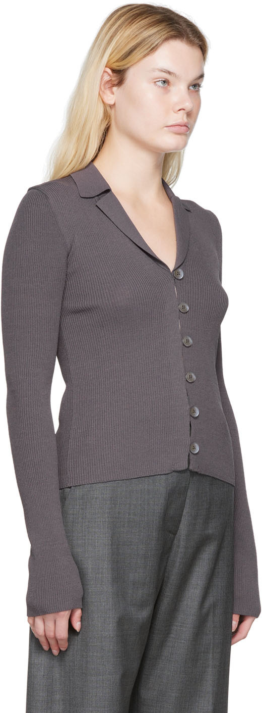 LOW CLASSIC Gray Open Collar Cardigan Low Classic