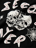 SECOND / LAYER - Skull Crush Printed Cotton-Jersey T-Shirt - Black