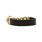 Versace Black and Gold Leather Medusa Bracelet