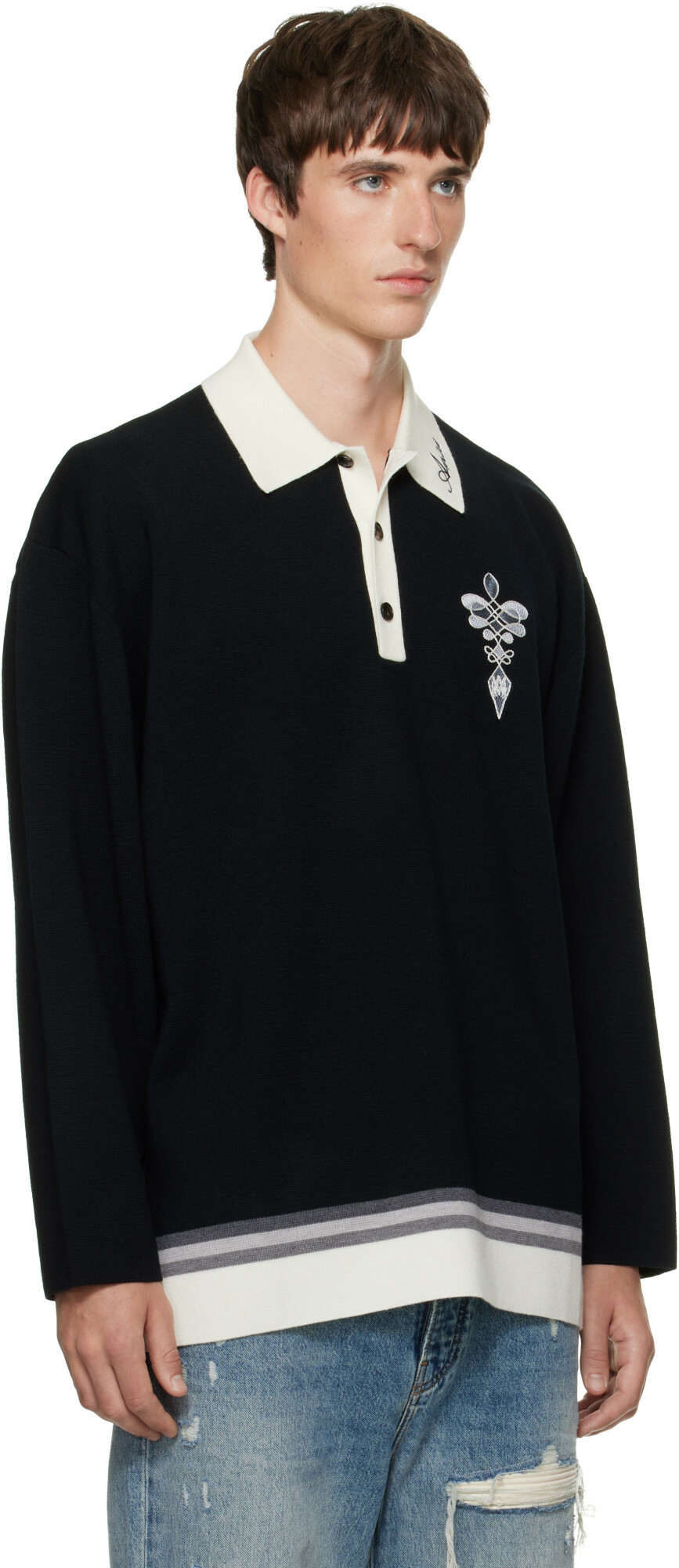 AMIRI Black Lasso Knit LS Polo