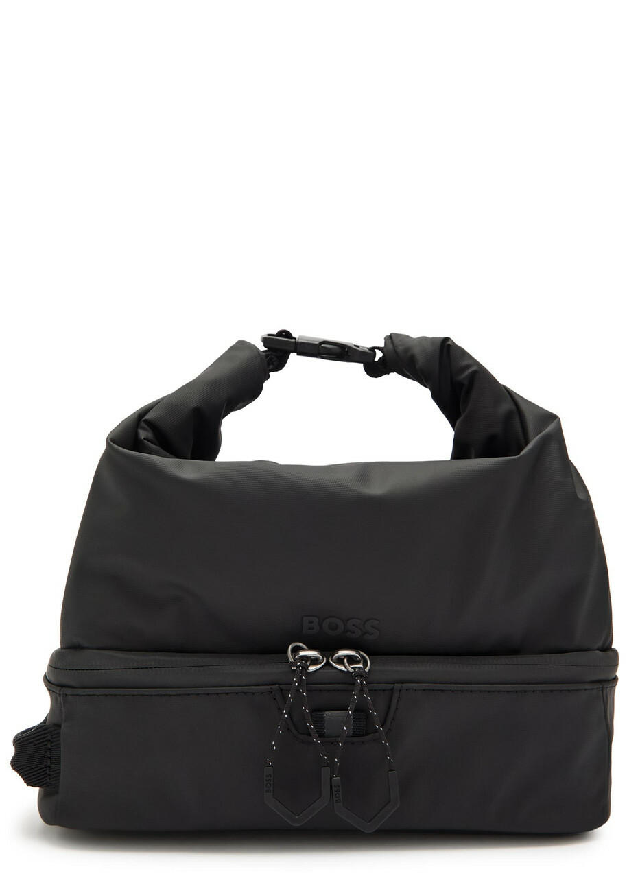 Boss Stenson Coated Faux Leather Washbag - Black - One Size