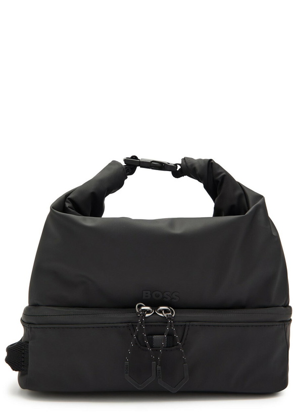 Photo: Boss Stenson Coated Faux Leather Washbag - Black - One Size
