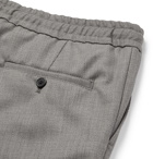 AMI - Slim-Fit Tapered Virgin Wool-Twill Drawstring Trousers - Men - Gray