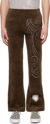 Praying Brown Velvet Flared Sweatpants