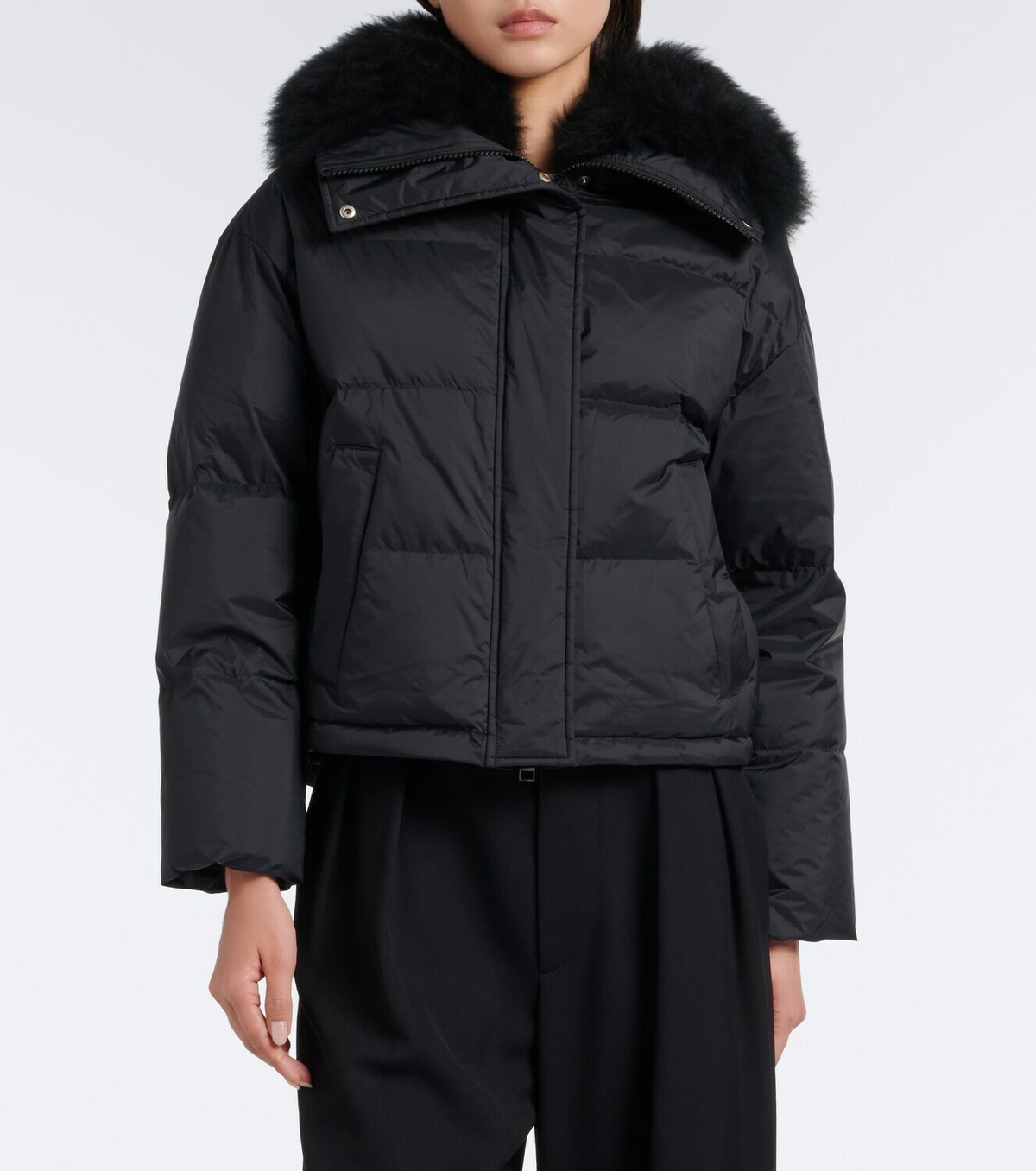 Yves Salomon Doudoune shearling-trimmed down jacket