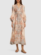 ZIMMERMANN - August Plunge Linen Midi Dress