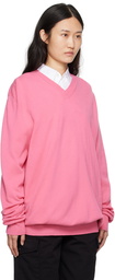 Comme des Garçons Shirt Pink V-Neck Sweater