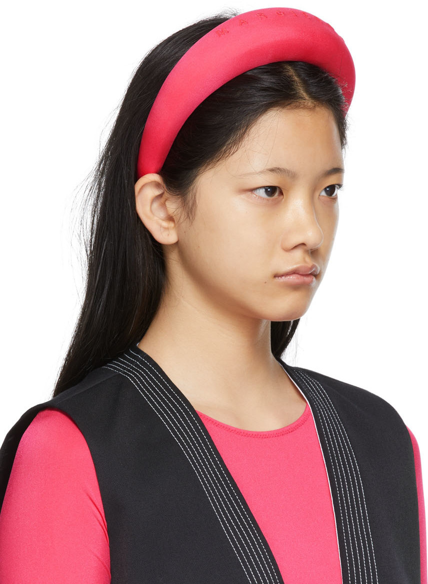 ヘアアクセサリー MM6 MAISON MARGIELA HEADBAND WITH ROSE AND TULLE DECORATION MM6 Maison Margiela Pink Padded Logo Headband MM6 Maison