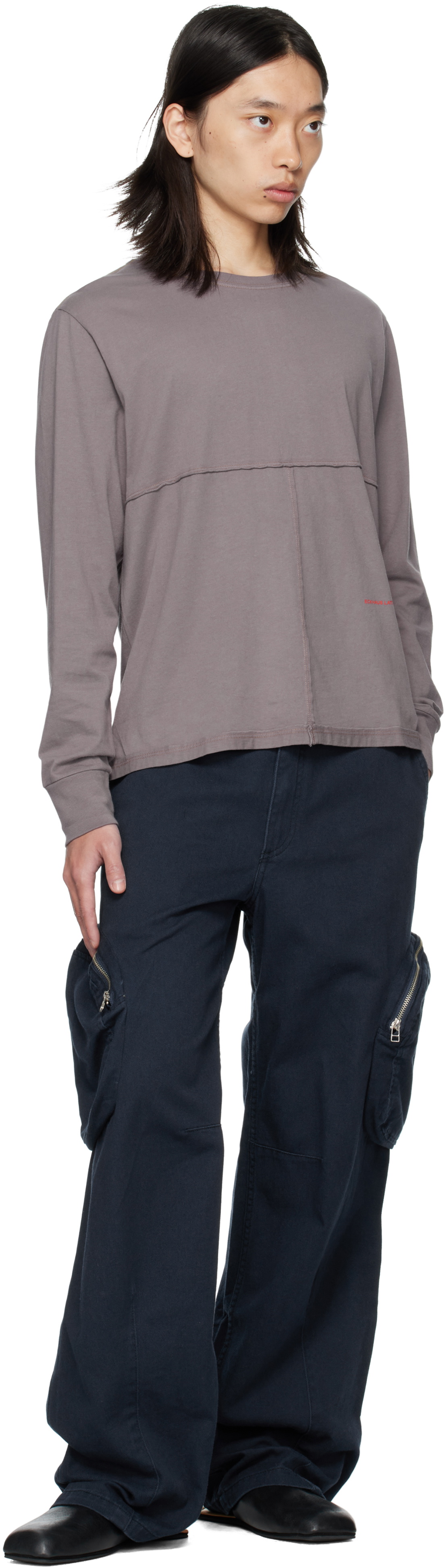 Eckhaus Latta Purple Lapped Long Sleeve T-shirt