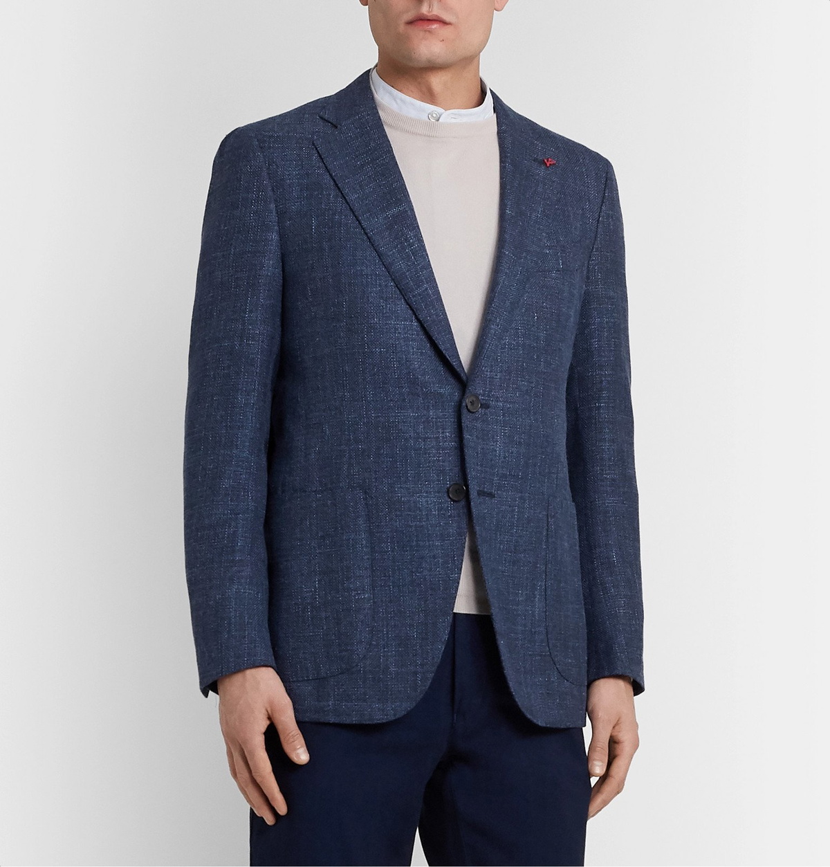 Isaia - Wool, Silk and Linen-Blend Blazer - Blue Isaia