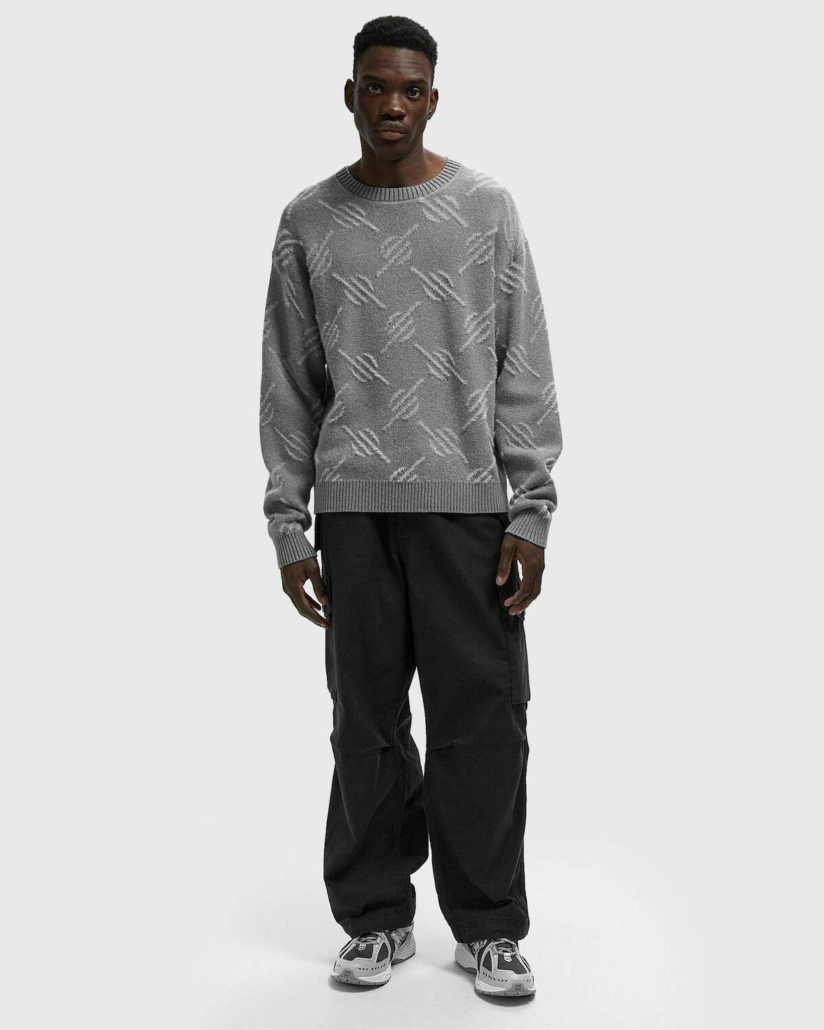 Daily Paper Tevin monogram knit sweater Grey Mens Pullover