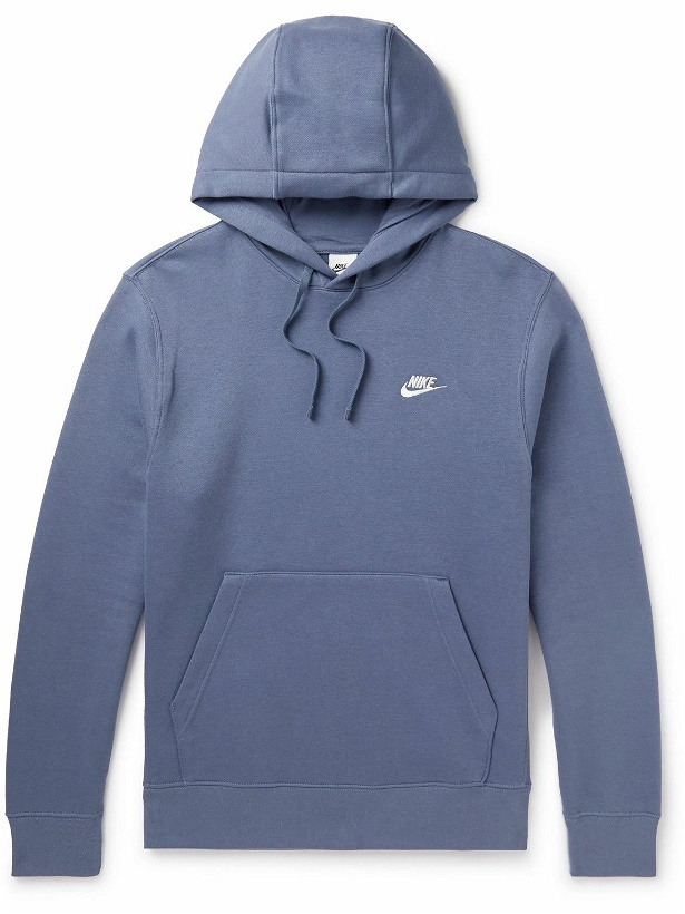 Photo: Nike - NSW Logo-Embroidered Cotton-Blend Jersey Hoodie - Blue