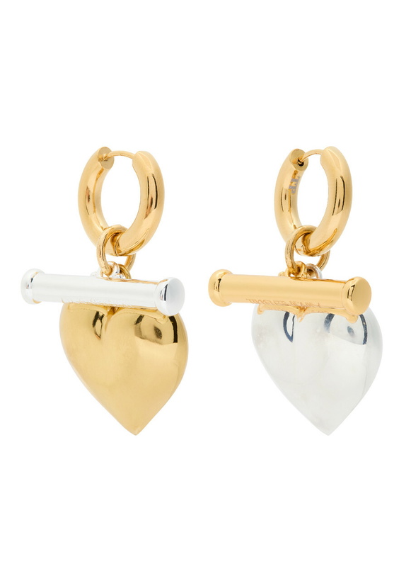 Photo: Timeless Pearly Two-tone Heart 24kt Gold-plated and Sterling Silver Hoop Earrings - One Size