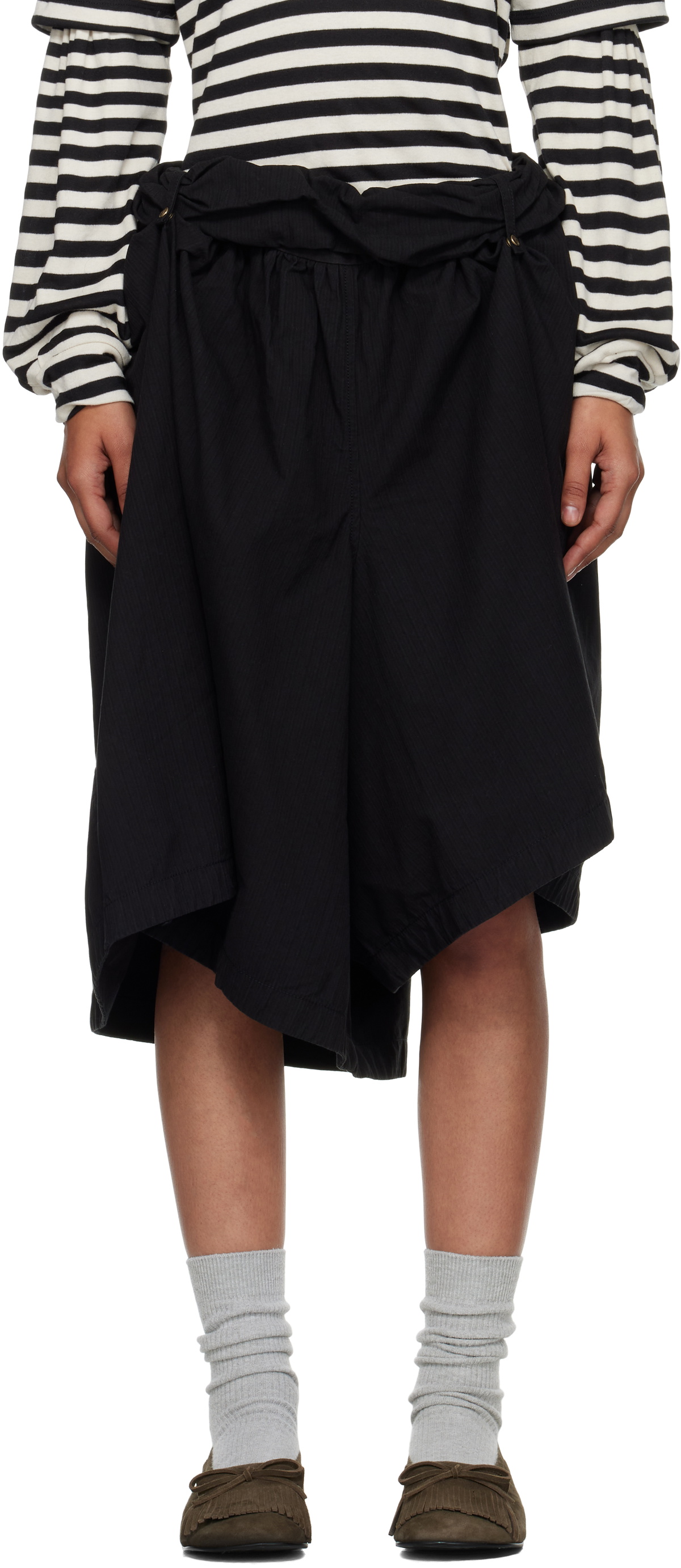 OPEN YY Black Rolled Waist Skort
