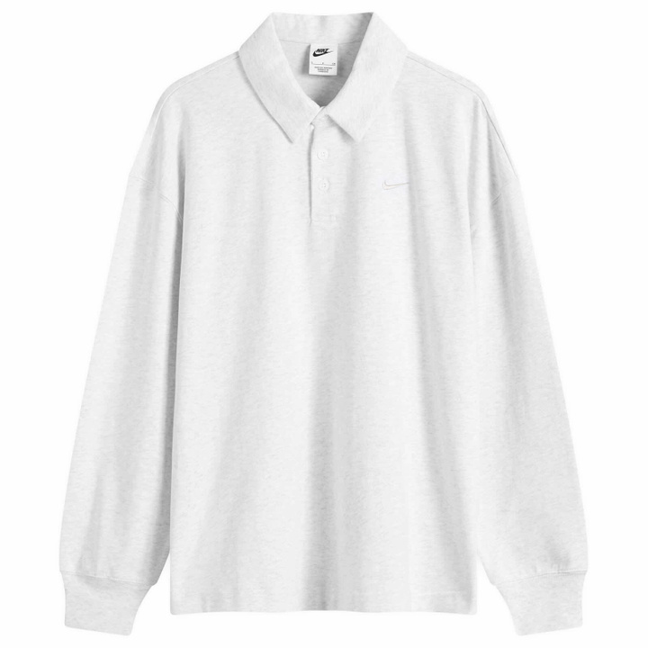 Photo: Nike Women's Essential Oversized Long-Sleeve Polo in Heather/Brown