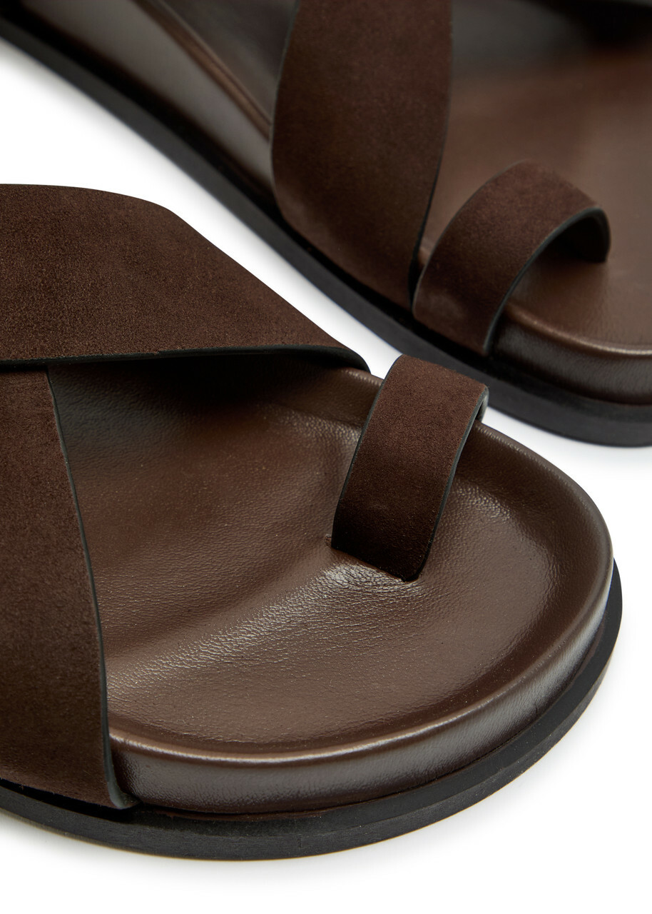 A.emery Jalen Cross-over Suede Sandals Brown