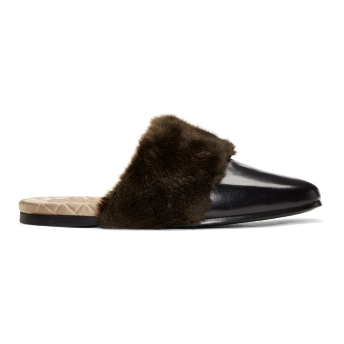 Photo: Gucci Black Faux-Fur Lawrence Loafers