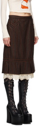 Anna Sui Brown Pinstripe Midi Skirt