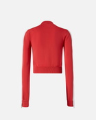 Pinko Technical Fabric Short Sweatshirt With Raised Logo And Zip Red/White