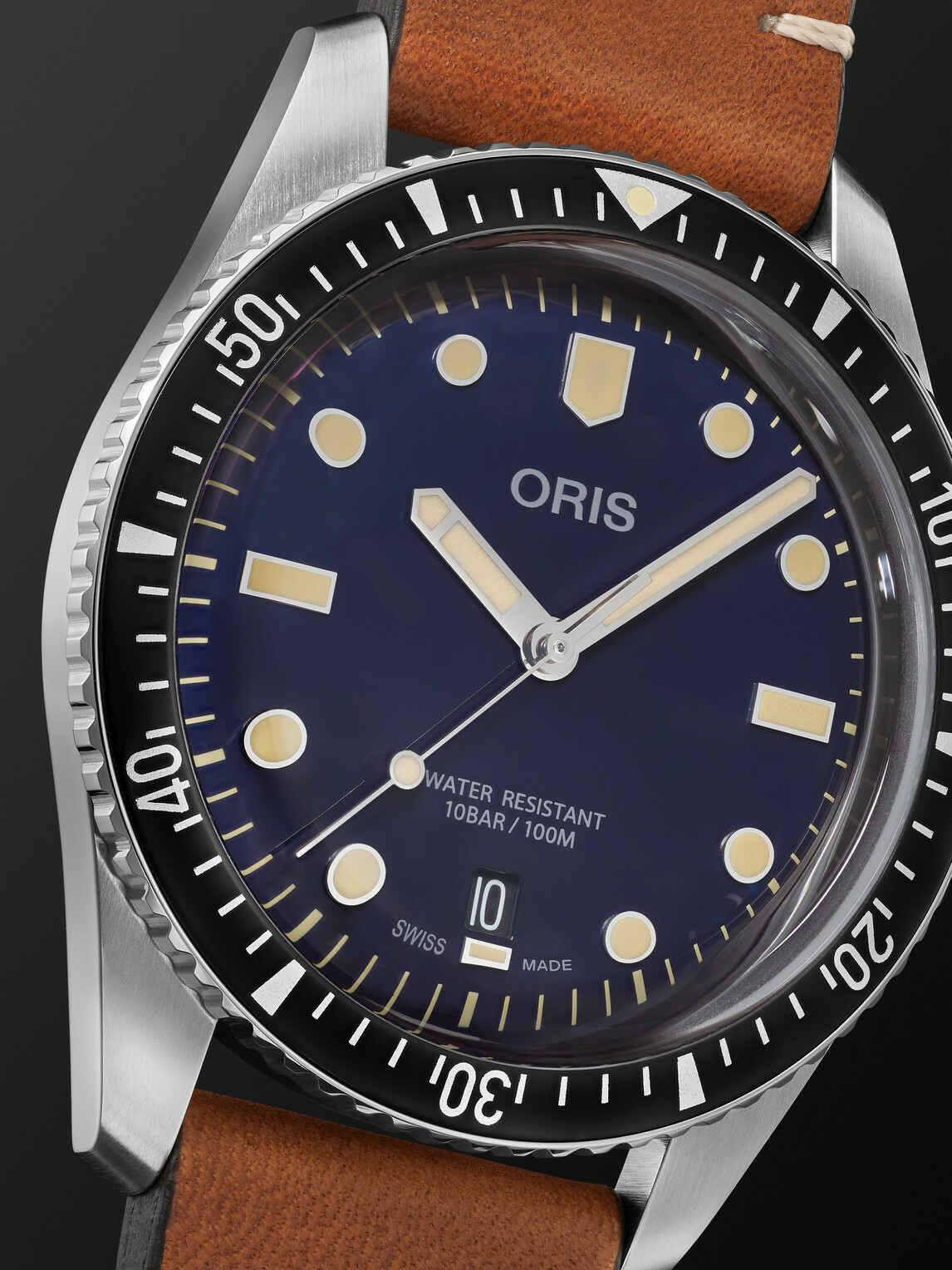 Oris - Divers Sixty-Five Date Automatic 40mm Stainless Steel and Leather Watch, Ref. No. 01 733 7707 4055-07 5 20 45