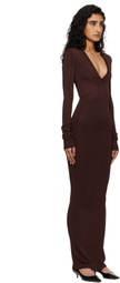 Entire Studios Brown Long Sleeve V Neck Maxi Dress