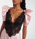 Rodarte Lace-trimmed silk charmeuse minidress