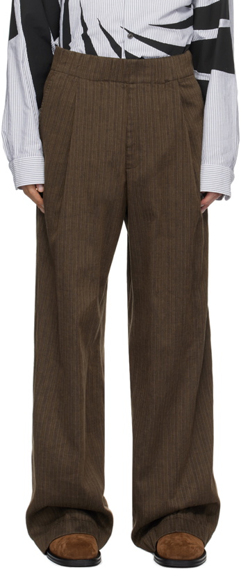 Photo: Dries Van Noten Brown Striped Trousers