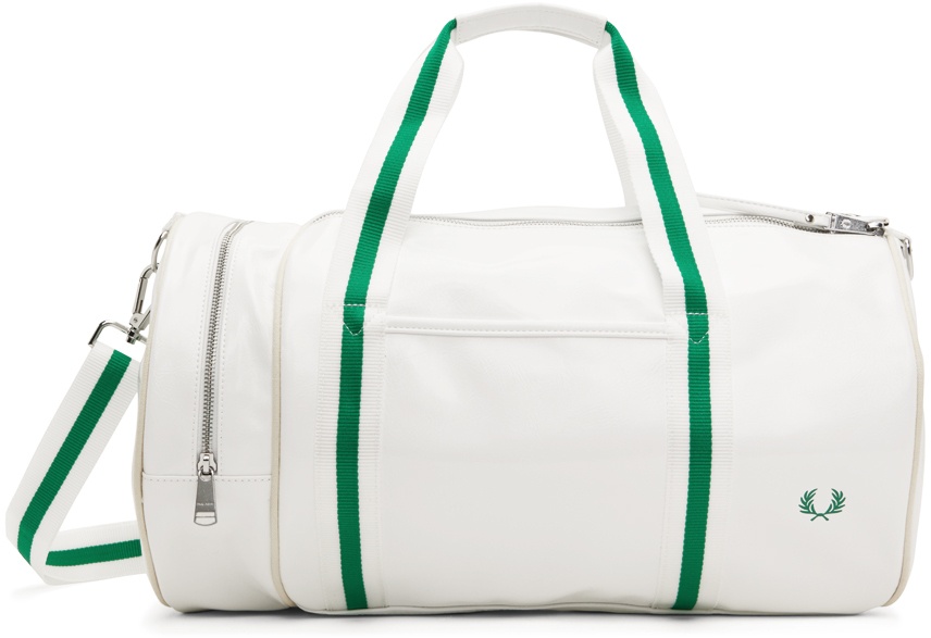 Fred Perry White Barrel Duffle Bag Fred Perry