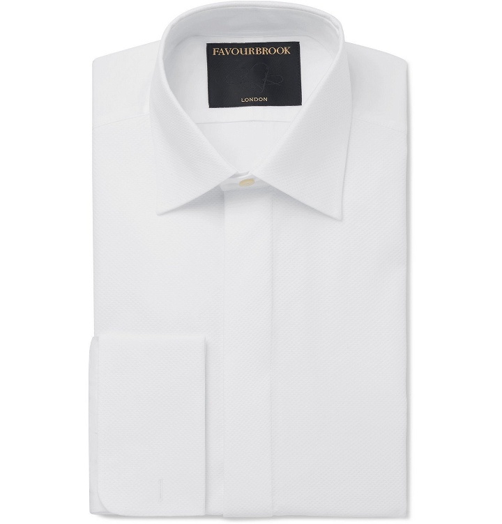 Photo: Favourbrook - White Bib-Front Double-Cuff Cotton-Poplin Tuxedo Shirt - White
