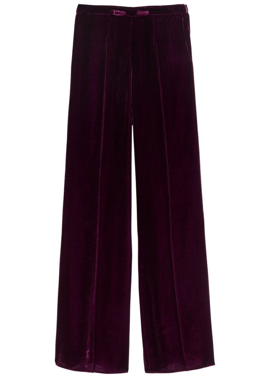 Forte_forte Flared-leg Velvet Trousers Burgundy