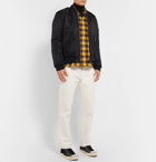 TAKAHIROMIYASHITA TheSoloist. - Camp-Collar Distressed Checked Cotton-Blend Flannel Shirt - Men - Yellow