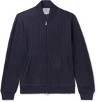 Brunello Cucinelli - Pinstriped Cashmere and Cotton-Blend Bomber Jacket - Blue