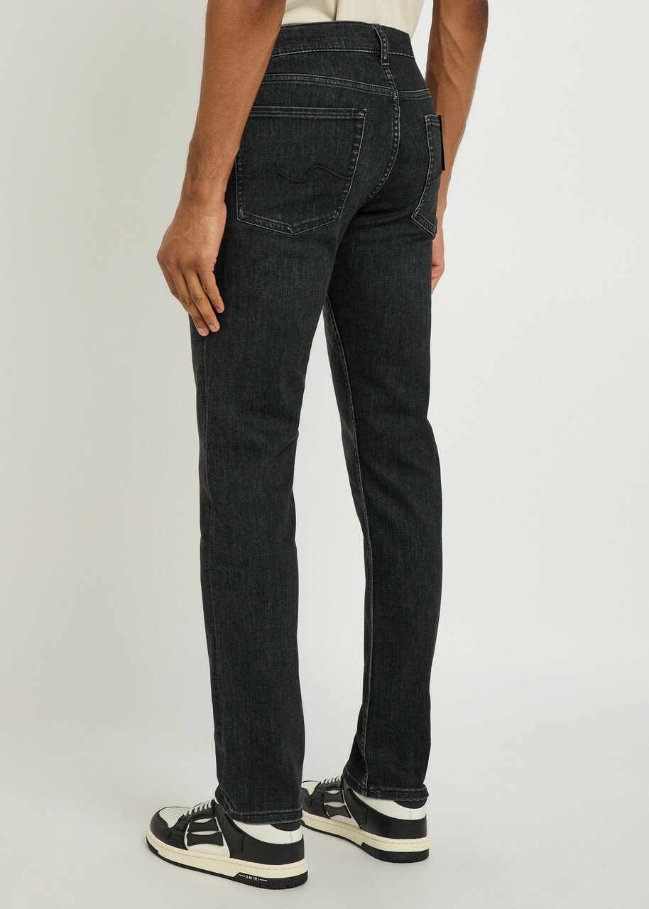 7 For All Mankind Slimmy Tapered-leg Jeans Black