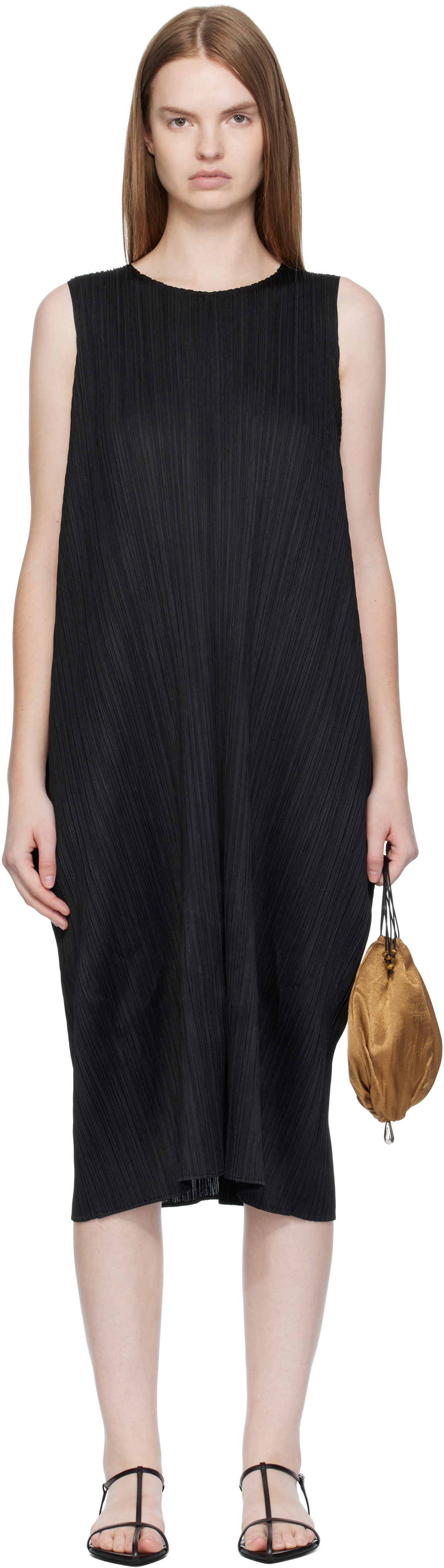 PLEATS PLEASE ISSEY MIYAKE Black Mid-May Lamp Shade Midi Skirt