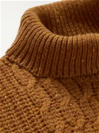 Etro - Cable-Knit Wool-Blend Rollneck Sweater - Brown