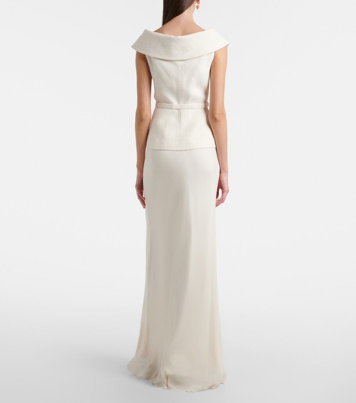 Self-Portrait Bouclé peplum and georgette gown