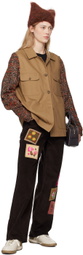 Anna Sui Brown Embroidered Patched Trousers