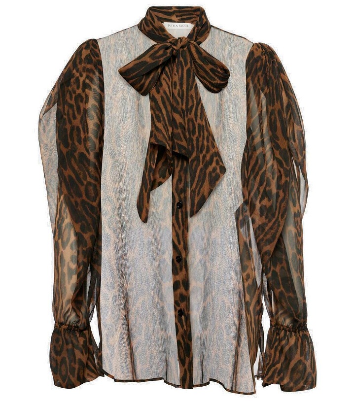 Photo: Nina Ricci Tie-neck leopard-print silk shirt