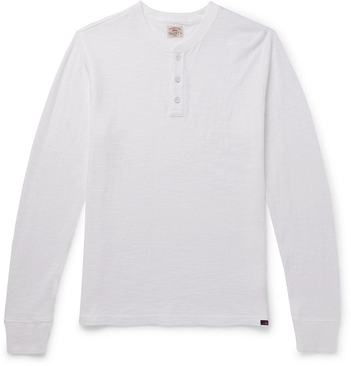 Photo: Faherty - Slub Cotton-Jersey Henley T-Shirt - White