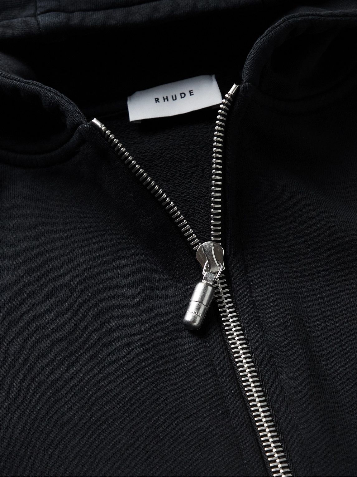 Rhude - Logo-Embroidered Cotton-Jersey Zip-Up Hoodie - Black Rhude - Logo-Embroidered Cotton-Jersey Zip-Up Hoodie - Black
