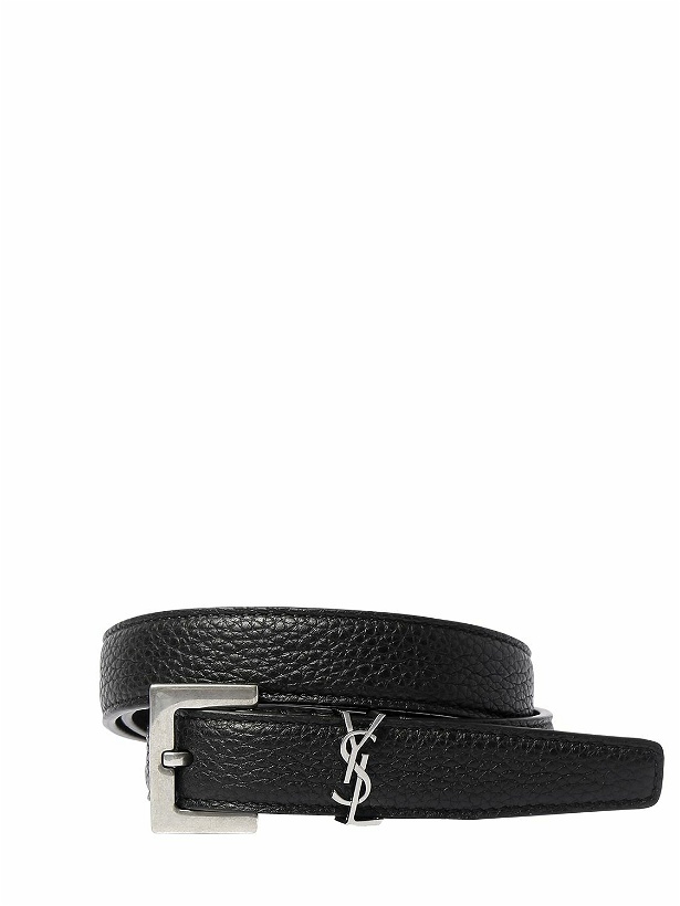 Photo: SAINT LAURENT - 2cm Ysl Textured Leather Belt