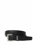 SAINT LAURENT - 2cm Ysl Textured Leather Belt