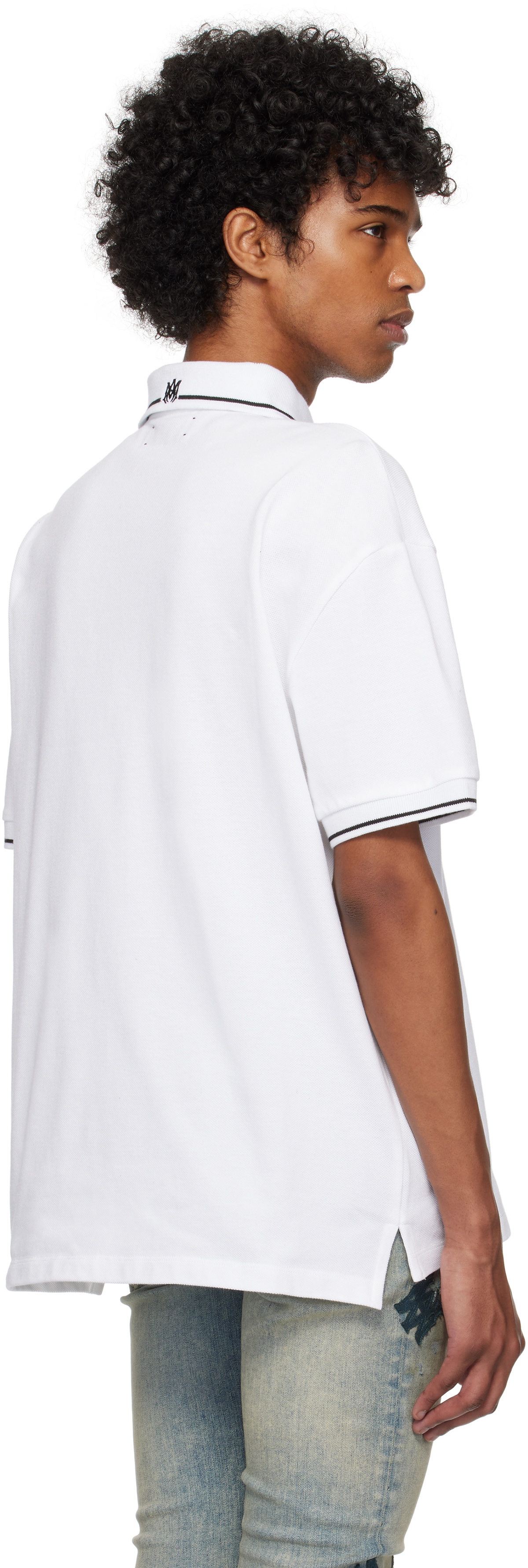 【新品未使用】AMIRI Coreコレクション ホワイト MA ロゴ ポロシャツ AMIRI White MA Core Logo Polo Amiri