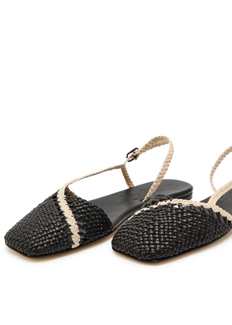 Hereu Rondaia Woven Leather Sandals Black And White