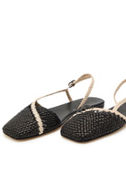 Hereu Rondaia Woven Leather Sandals Black And White